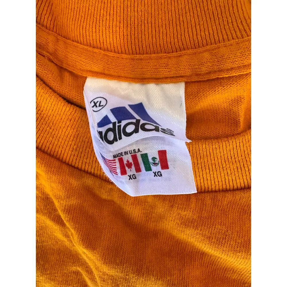 Y2K Vtg Adidas Orange Gear Graphic T-Shirt Size XL Men's 100% Cotton